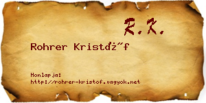 Rohrer Kristóf névjegykártya